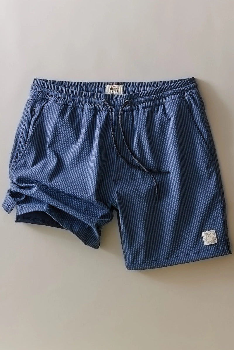 Marine Layer Lined Sport & Swim Short - Navy/Blu Stripe