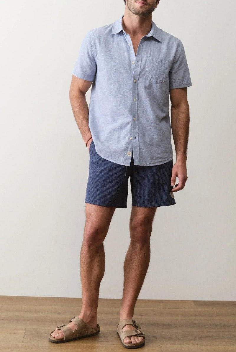 Marine Layer Lined Sport & Swim Short - Navy/Blu Stripe