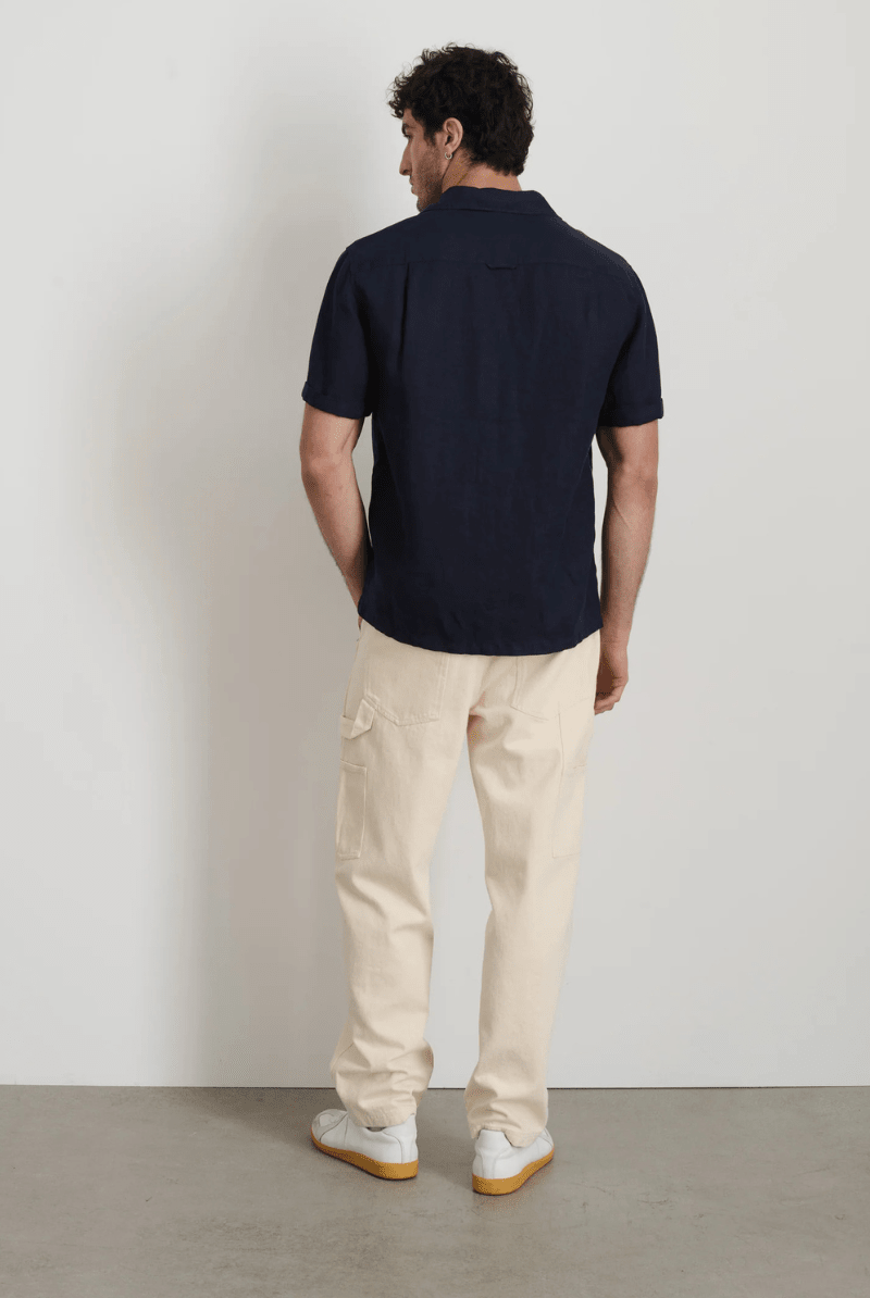 Shirts & Tops - Alex Mill - Linen Camp Shirt in Dark Navy - Archery Close