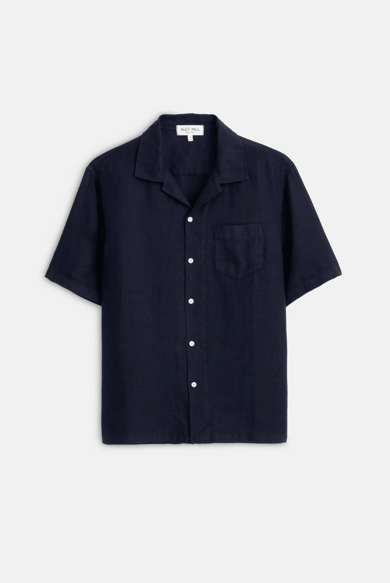 Shirts & Tops - Alex Mill - Linen Camp Shirt in Dark Navy - Archery Close