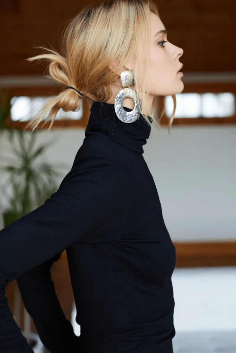 Shirts & Tops - Emerson Fry - Little Turtleneck in Black Organic - Archery Close