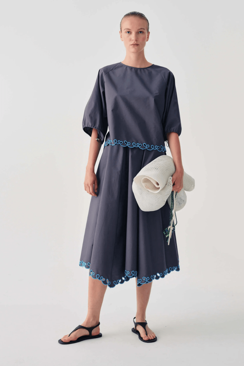 Skirts - Beatrice B - Long Skirt with Embroidered Hem - Archery Close