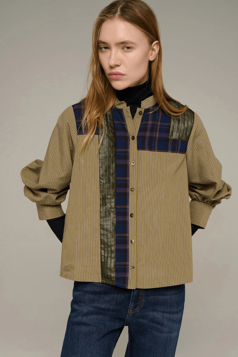 Shirts & Tops - Cotelac - Long-sleeved mandarin collar shirt - Archery Close