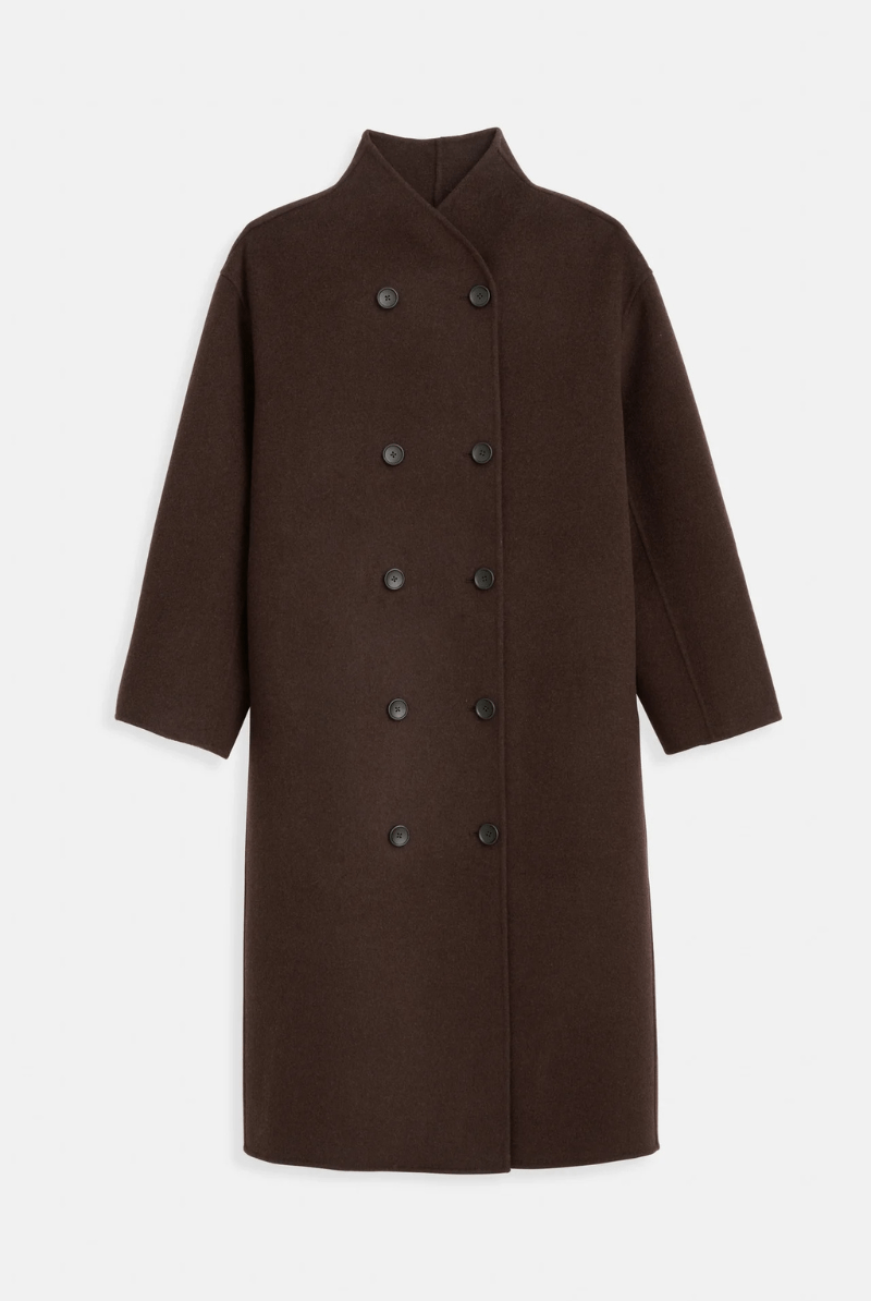 Outerwear - Alex Mill - Long Sophia Coat in Chocolate - Archery Close