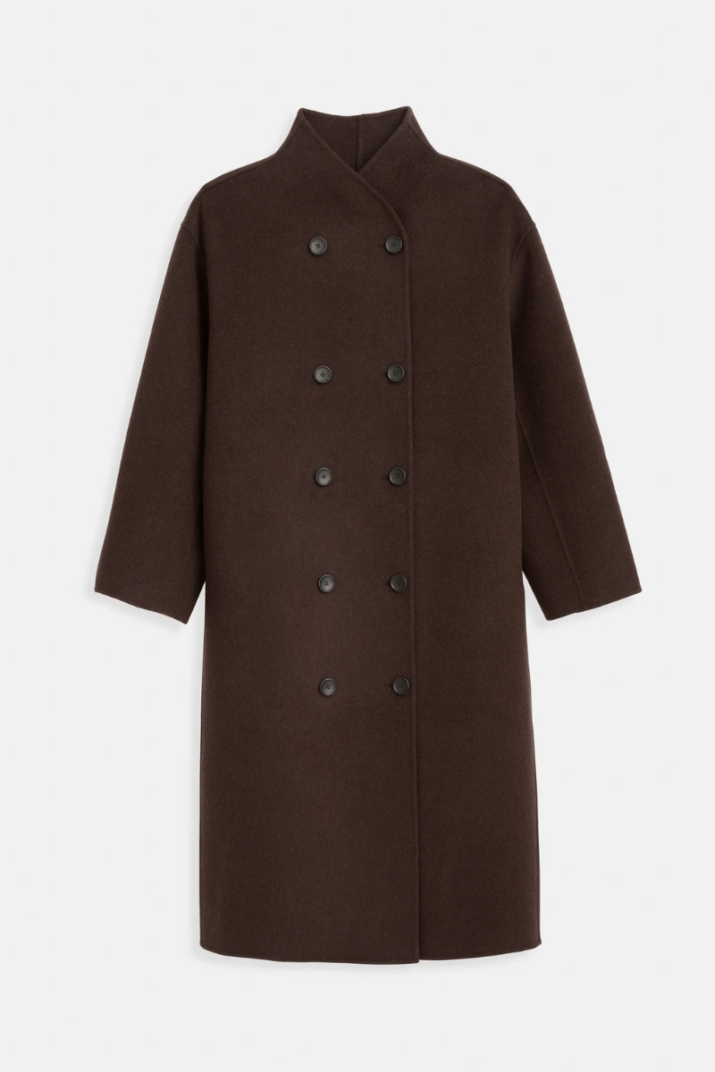 Outerwear - Alex Mill - Long Sophia Coat in Chocolate - Archery Close