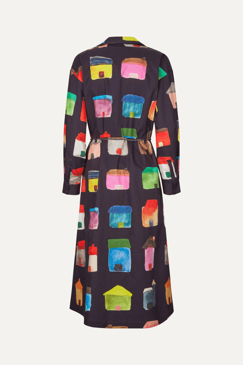 Dresses - Stine Goya - Longsleeve Workwear Dress in Refugios - Archery Close