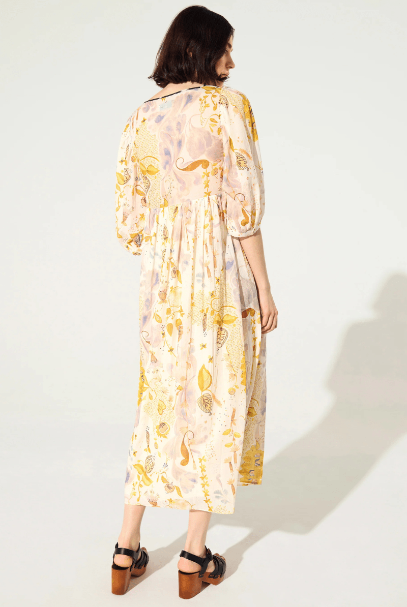 Dresses - Cotelac - Loose Fitting Printed Dress - Archery Close