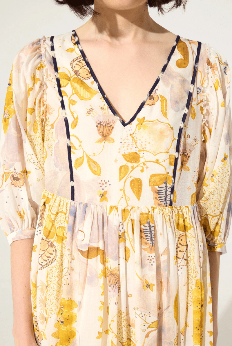 Dresses - Cotelac - Loose Fitting Printed Dress - Archery Close