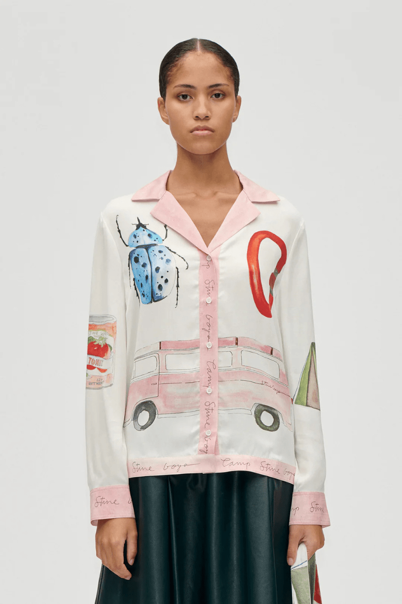 Shirts & Tops - Stine Goya - Loose Long Sleeve Shirt in Camp Print - Archery Close