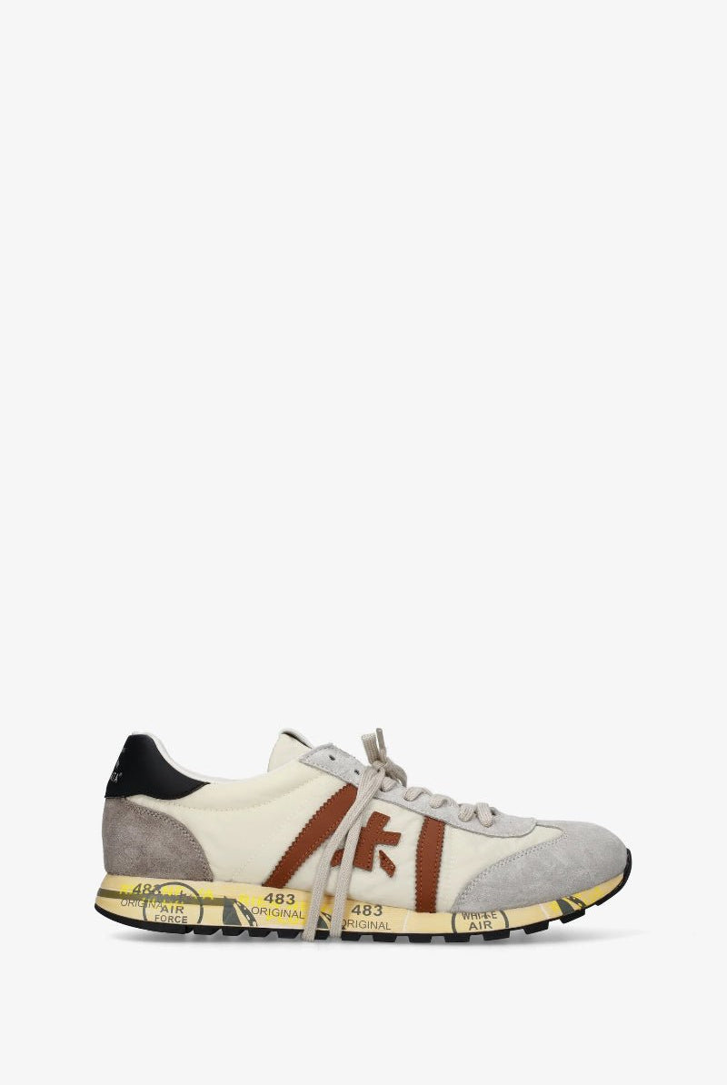 Sneaker with a white and gray design on a white background