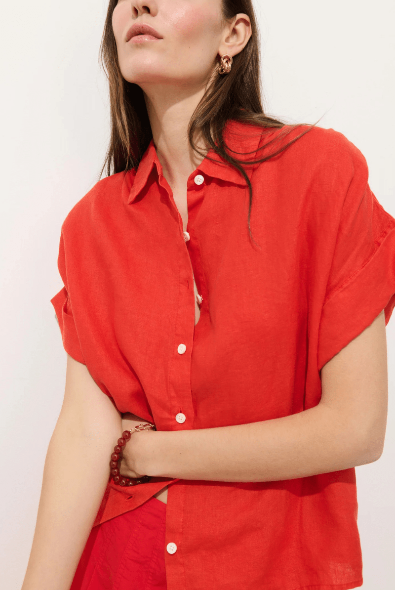 Shirts & Tops - Alex Mill - Maddie Blouse in Linen - Chili - Archery Close