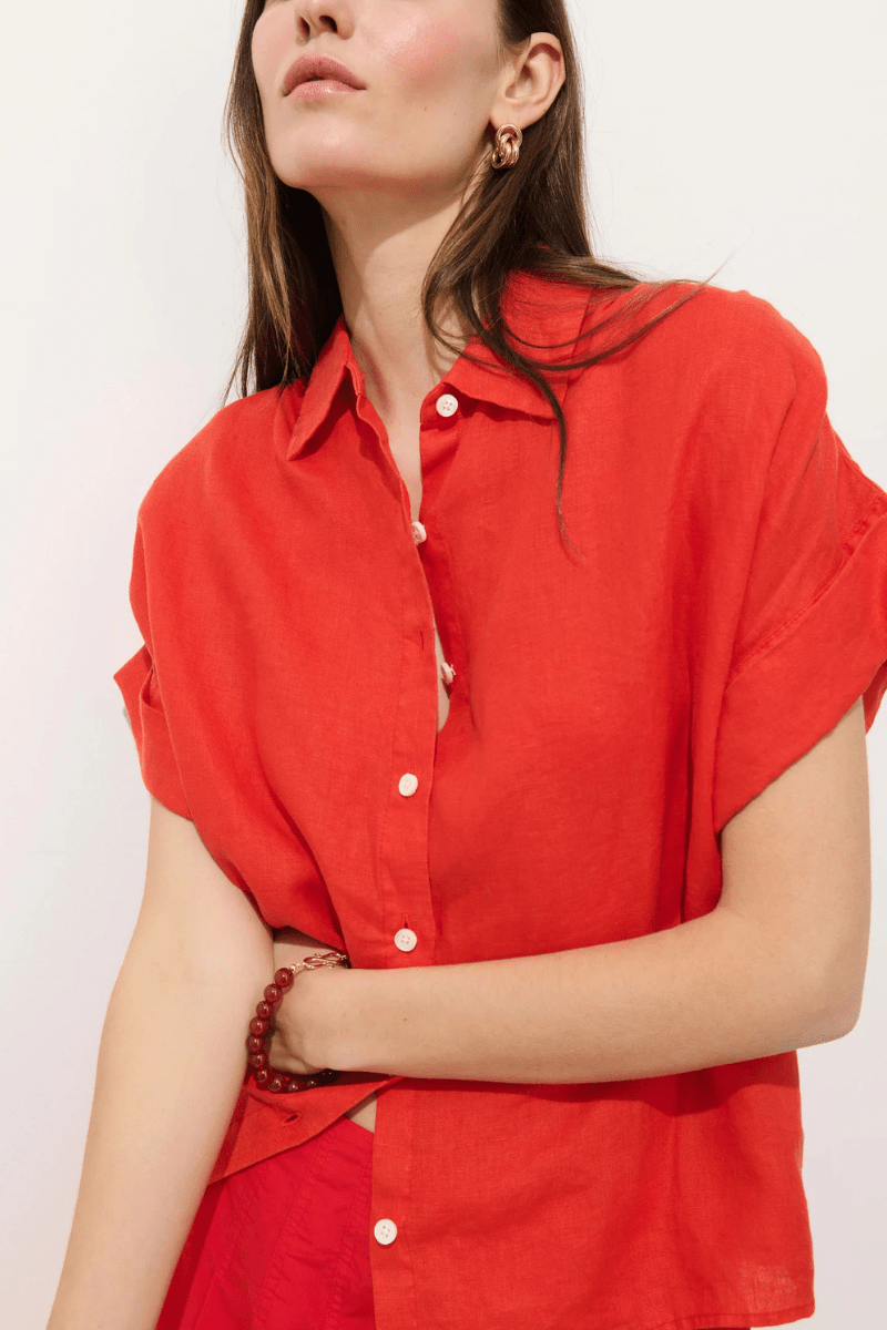 Shirts & Tops - Alex Mill - Maddie Blouse in Linen - Chili - Archery Close