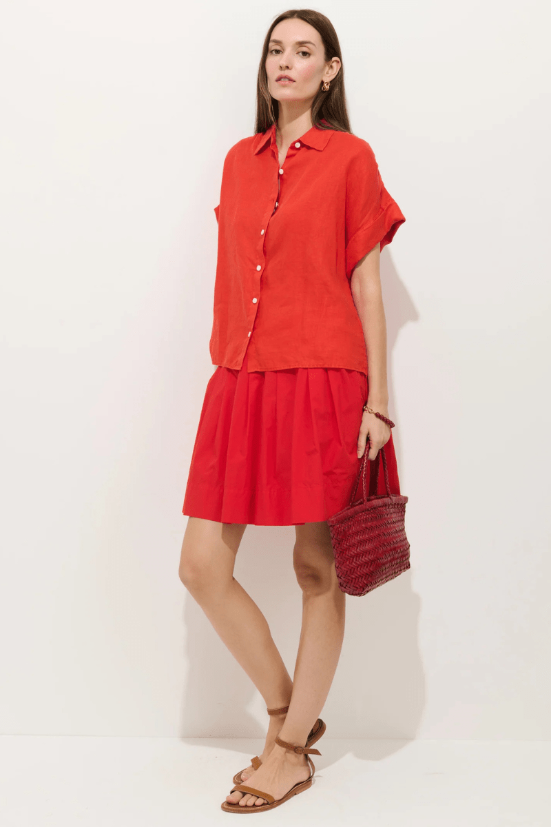 Shirts & Tops - Alex Mill - Maddie Blouse in Linen - Chili - Archery Close