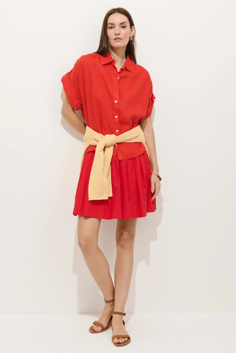 Shirts & Tops - Alex Mill - Maddie Blouse in Linen - Chili - Archery Close