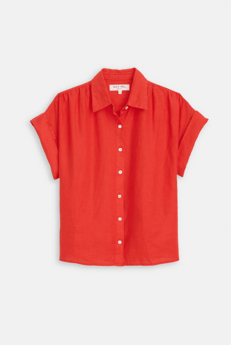 Shirts & Tops - Alex Mill - Maddie Blouse in Linen - Chili - Archery Close