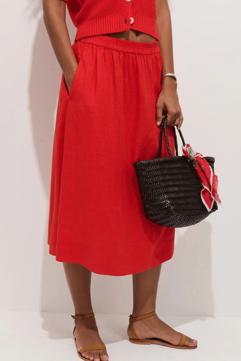 Skirts - Alex Mill - Maddie Skirt in Linen - Chili - Archery Close