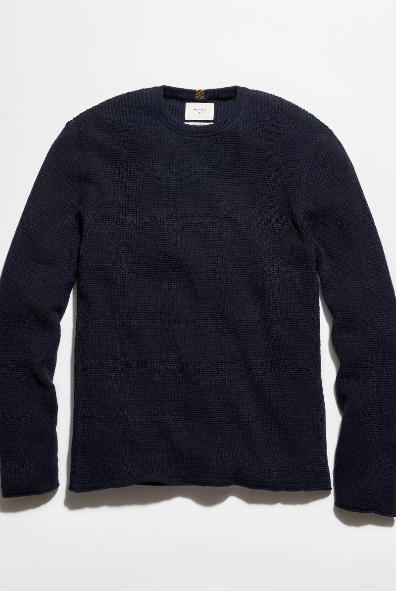 Billy Reid Martin Mini Waffle Crew - Carbon Blue