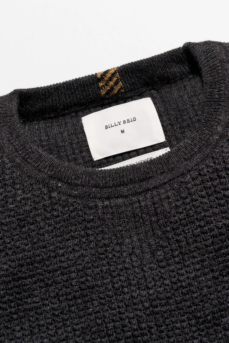 Billy Reid Martin Mini Waffle Crew - Charcoal Heather