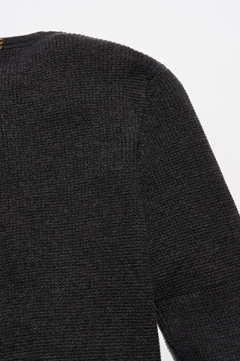 Billy Reid Martin Mini Waffle Crew - Charcoal Heather
