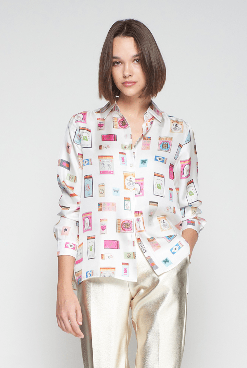 Shirts & Tops - Vilagallo - Matchbox Print White Shirt - Archery Close