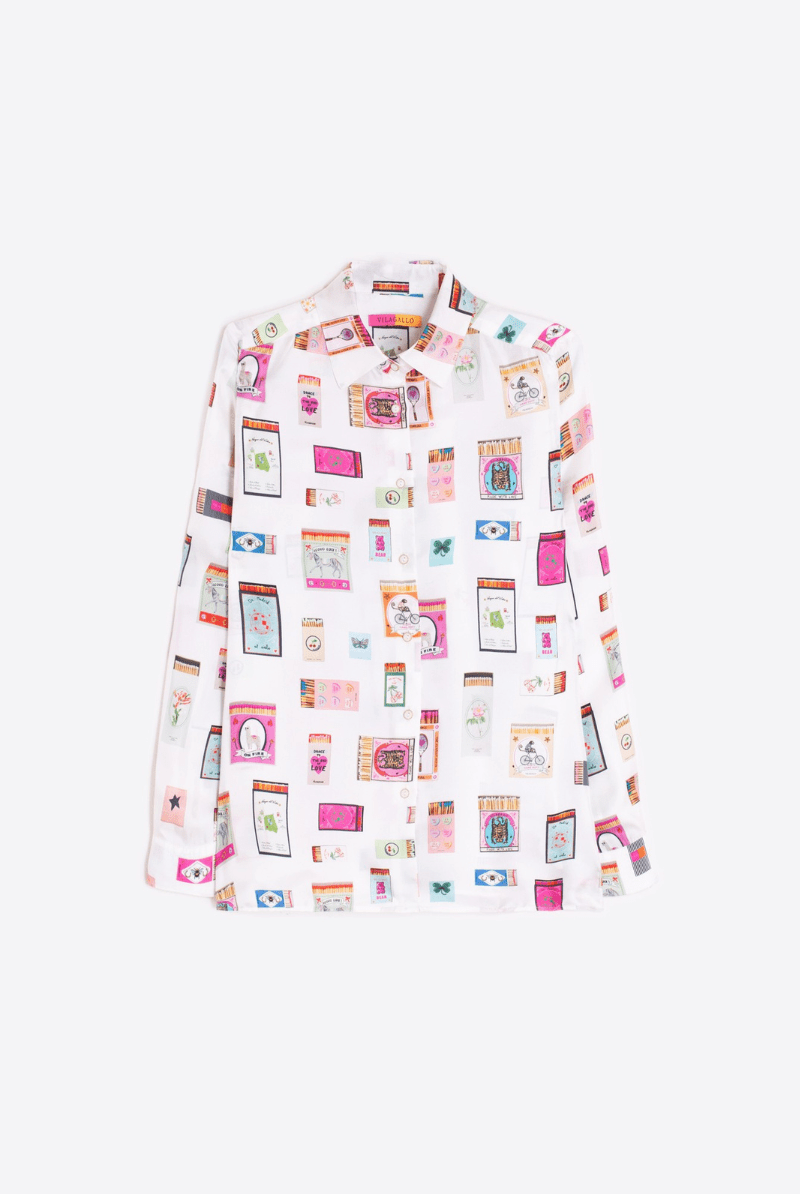 Shirts & Tops - Vilagallo - Matchbox Print White Shirt - Archery Close