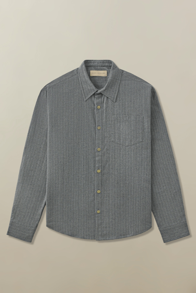 Shirts & Tops - Road to Nowhere Clothing - Men's Accord Shirt in Denim Herringbone - Archery Close