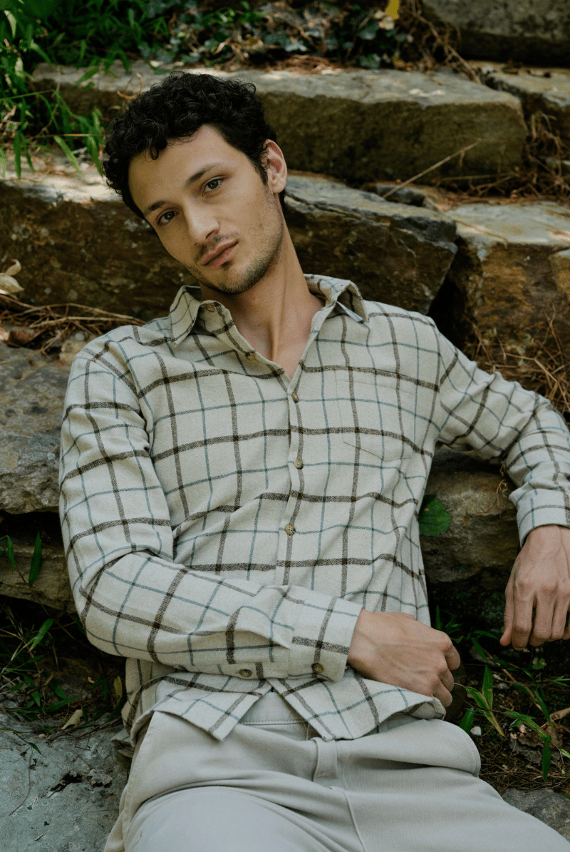 Shirts & Tops - Road to Nowhere Clothing - Men's Accord Shirt in Organic Cotton Japanese Flannel - Archery Close