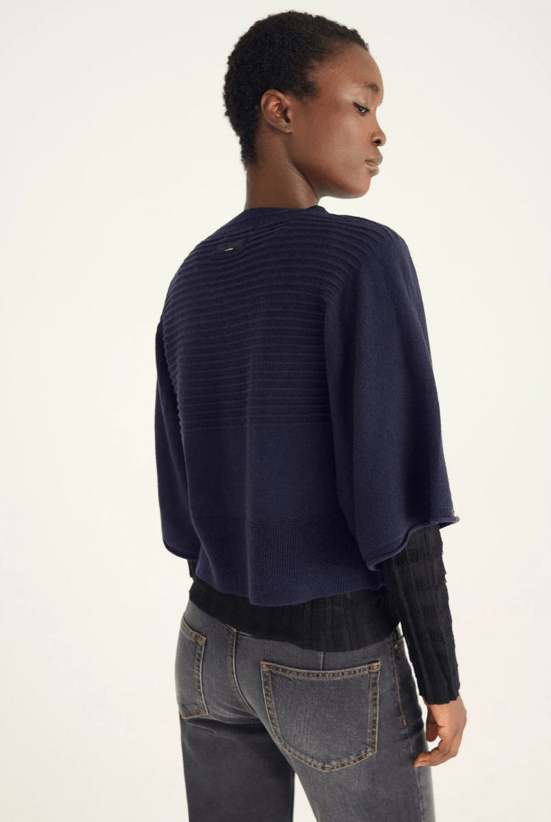 Sweater - Cotelac - Merino Wool Sweater in Sapphire - Archery Close