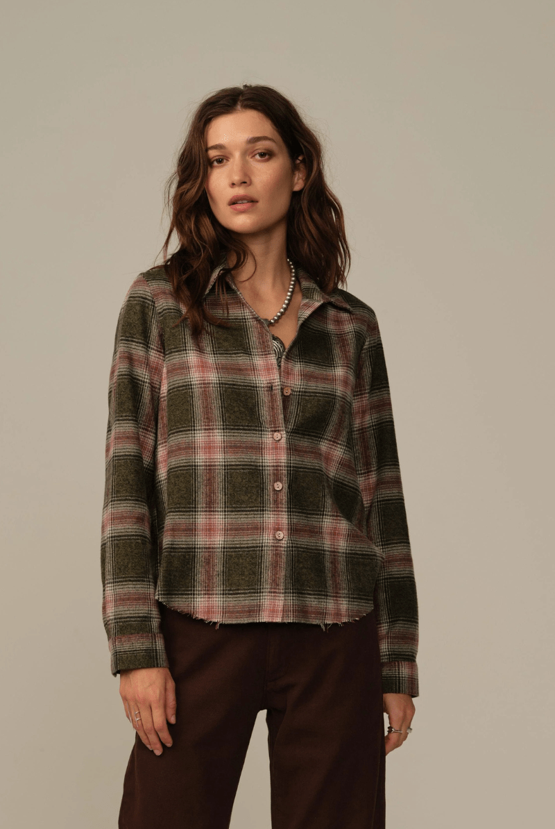 Shirts & Tops - Road to Nowhere Clothing - Mila Flannel in Wine Plaid - Archery Close