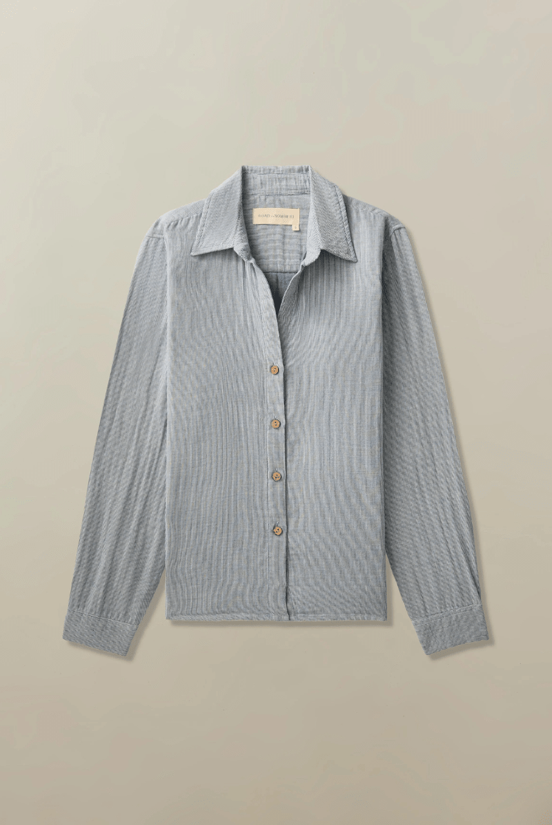 Shirts & Tops - Road to Nowhere Clothing - Mila Shirt in Denim Stripe - Archery Close