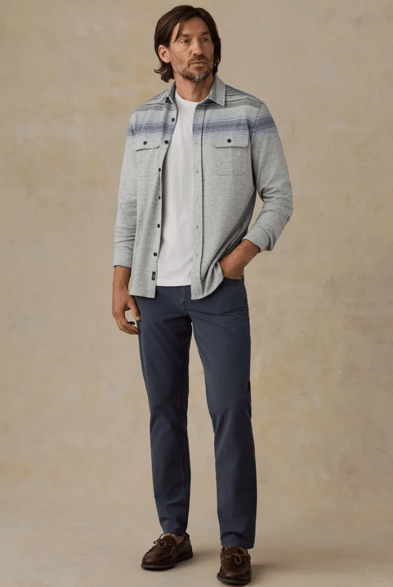 Pants - Faherty Brand - Movement Patina 5pocket pant in Blue Nights - Archery Close