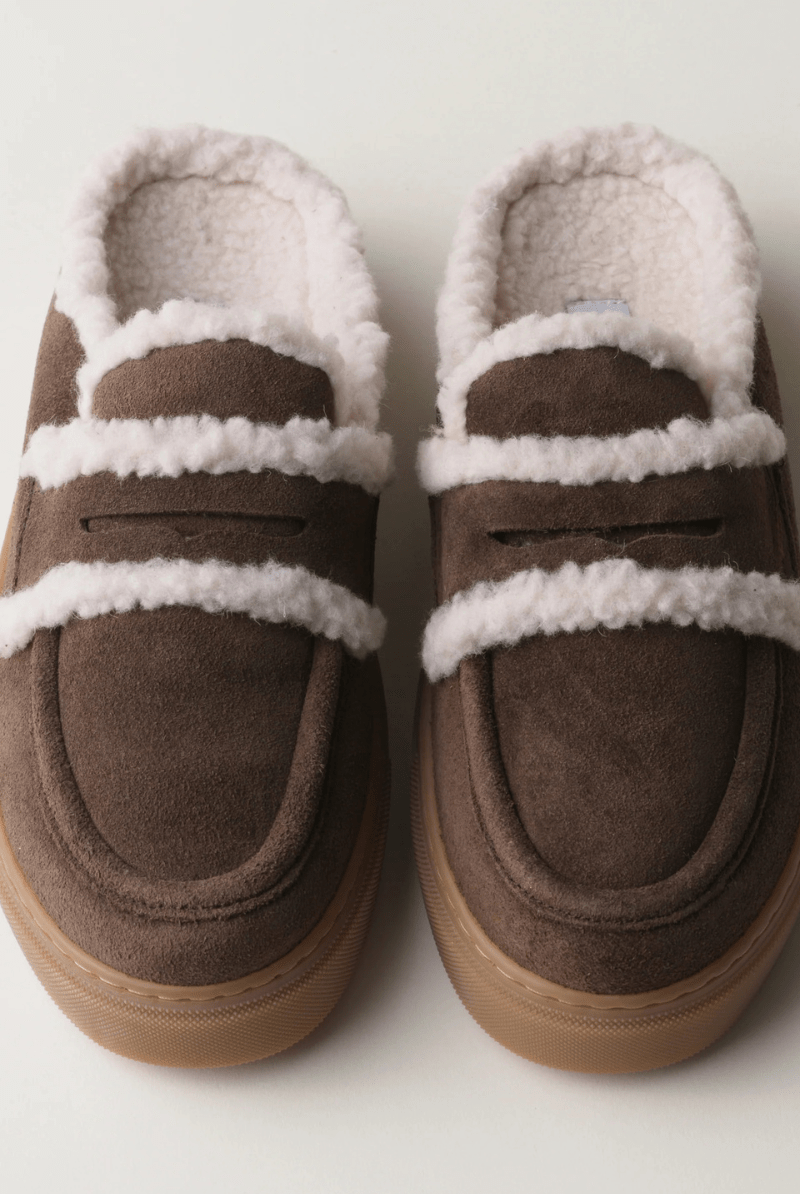 Shoes - Inuikii - Mule Wool in Dark Brown - Archery Close