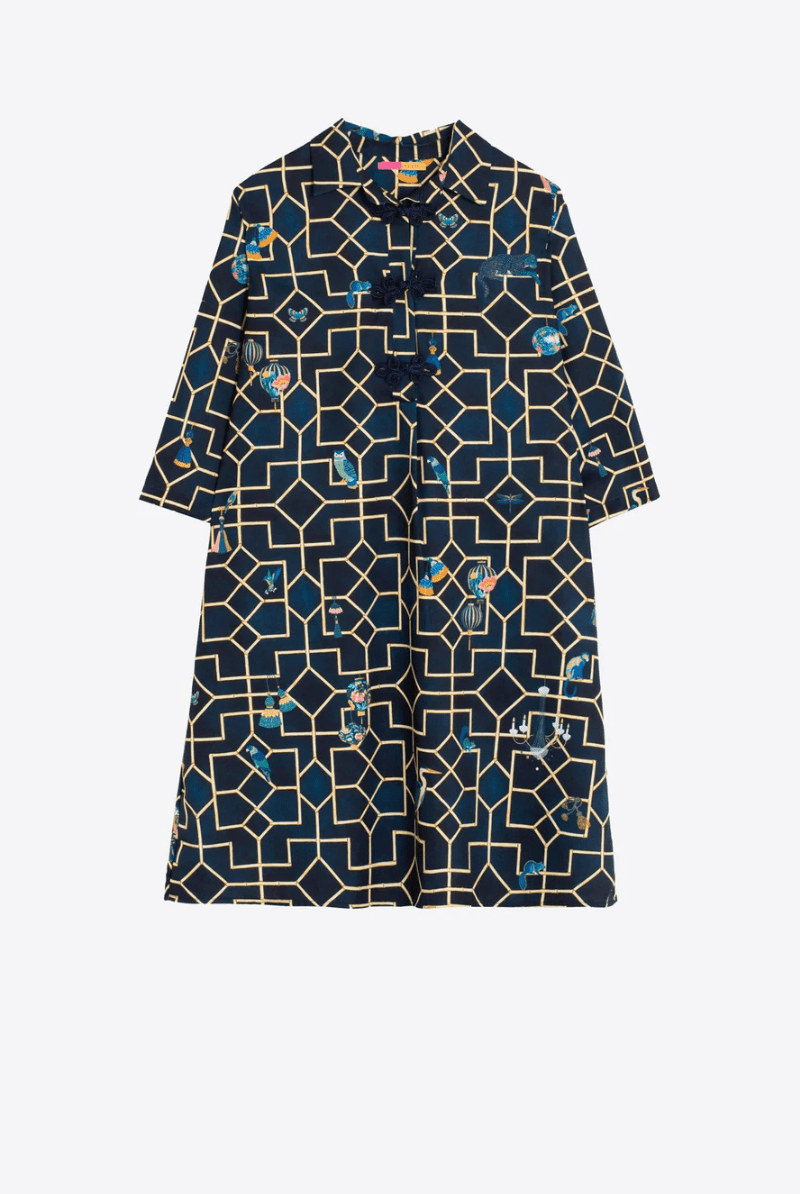 Dresses - Vilagallo - Navy Bamboo Dress - Archery Close