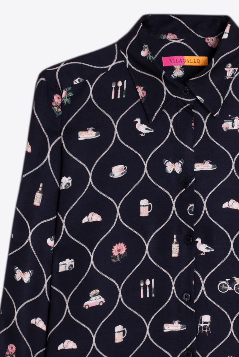 Shirts & Tops - Vilagallo - Navy Brasserie Shirt - Archery Close
