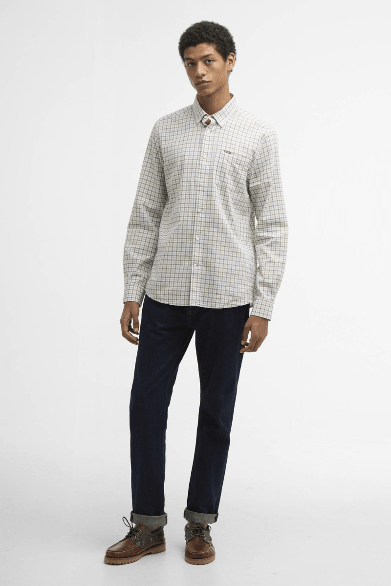 Shirts & Tops - Barbour - Nelson Long - Sleeved Tailored Shirt in Stone - Archery Close