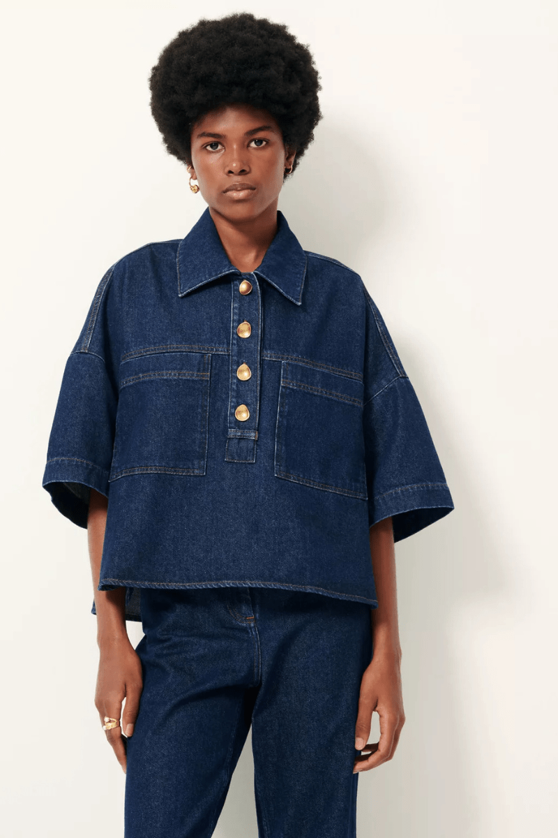 Shirts & Tops - Sessun - Newport Denim Shirt - Archery Close