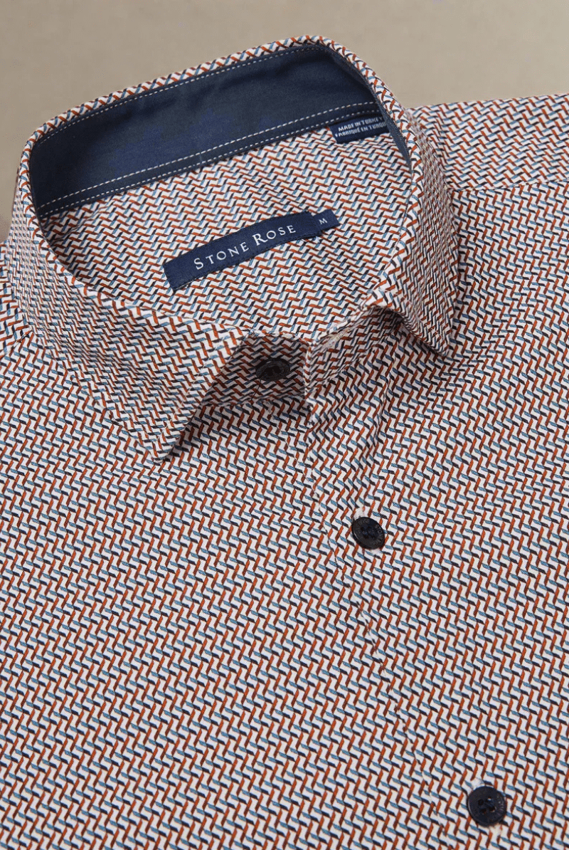 Shirts & Tops - Stone Rose - NOVA - Medium Orange Micro Weave Shirt - Archery Close