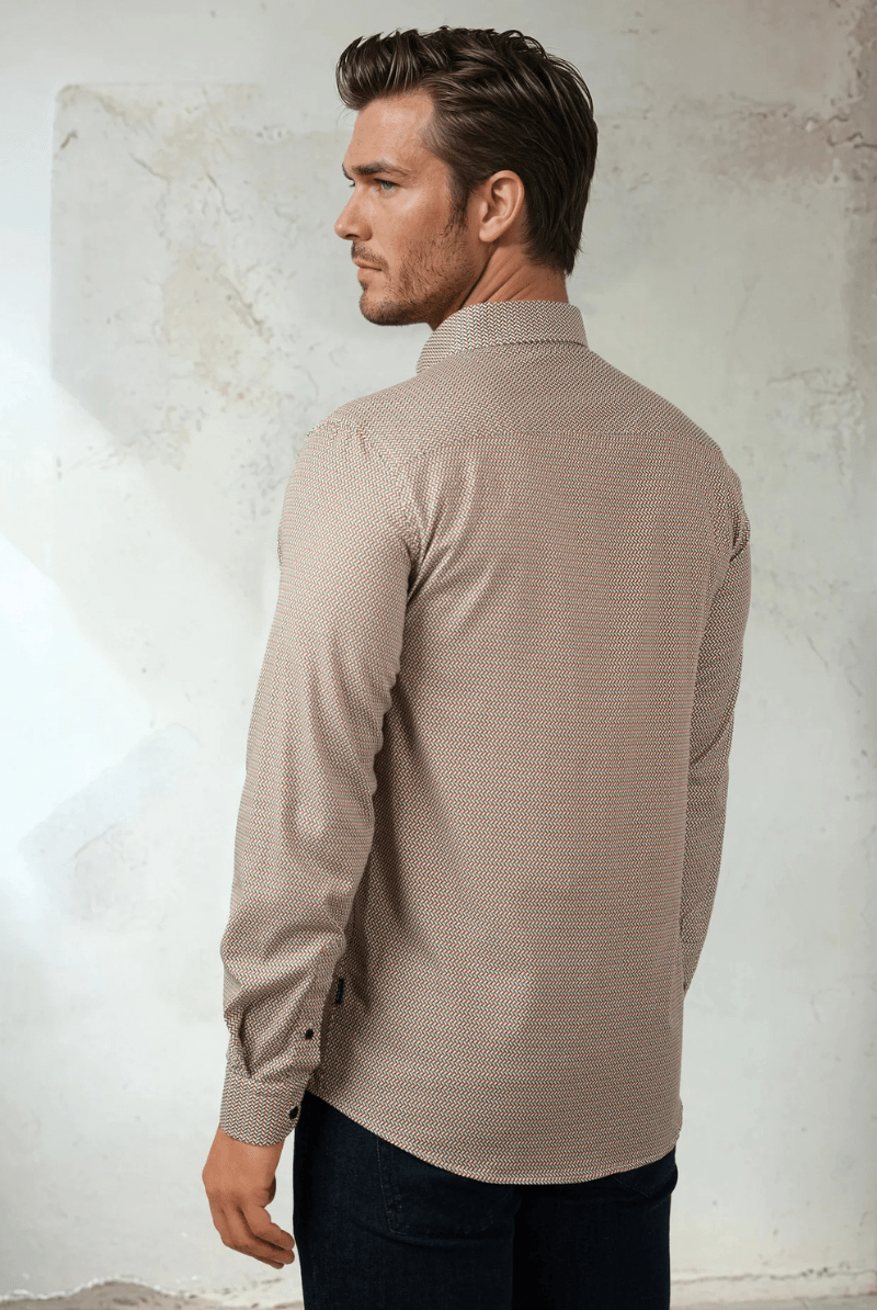 Shirts & Tops - Stone Rose - NOVA - Medium Orange Micro Weave Shirt - Archery Close