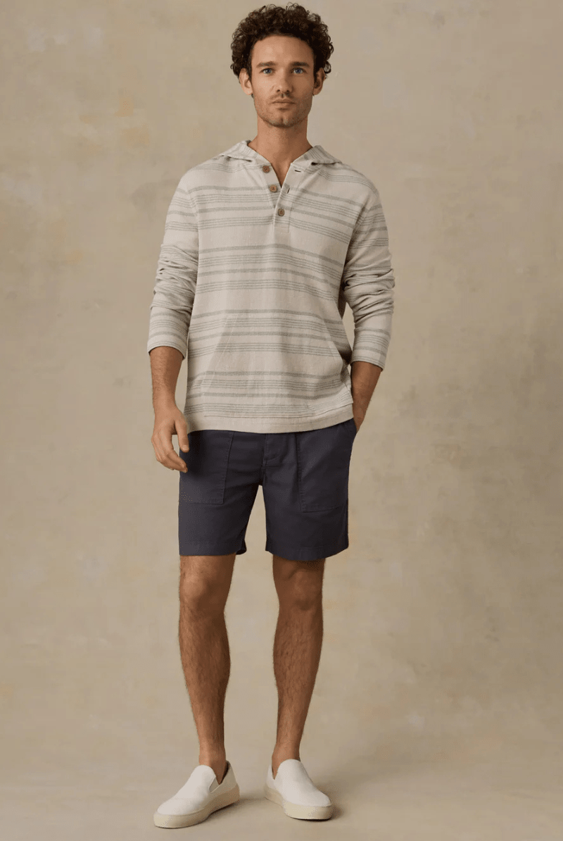Sweatshirts - Faherty Brand - Oasis Hoodie in Sage Beach Stripe - Archery Close
