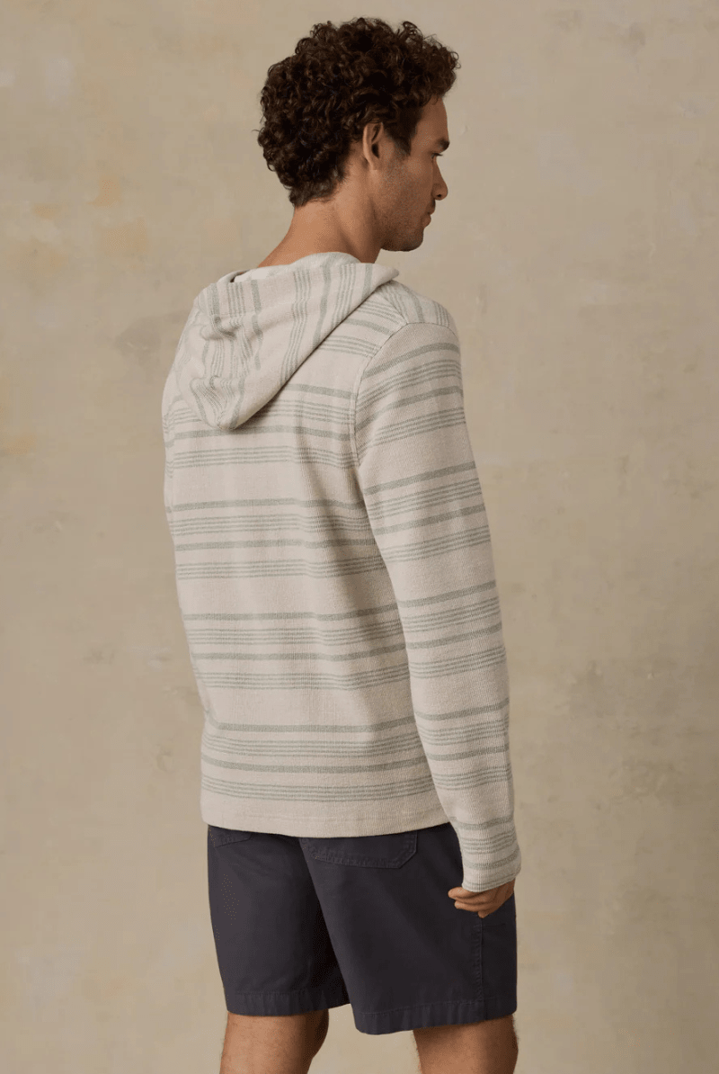 Sweatshirts - Faherty Brand - Oasis Hoodie in Sage Beach Stripe - Archery Close