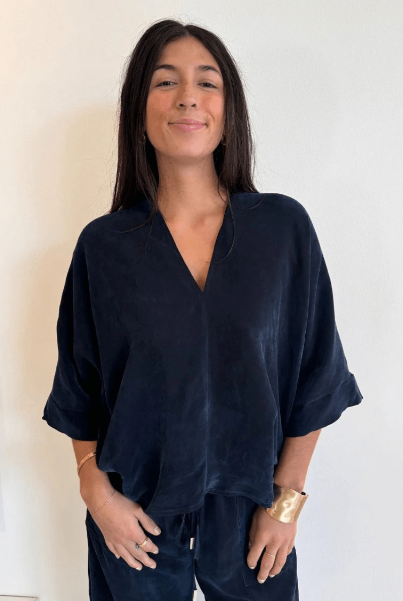 Shirts & Tops - Natalie Busby - Off the Cuff V - neck in Cupro - Archery Close