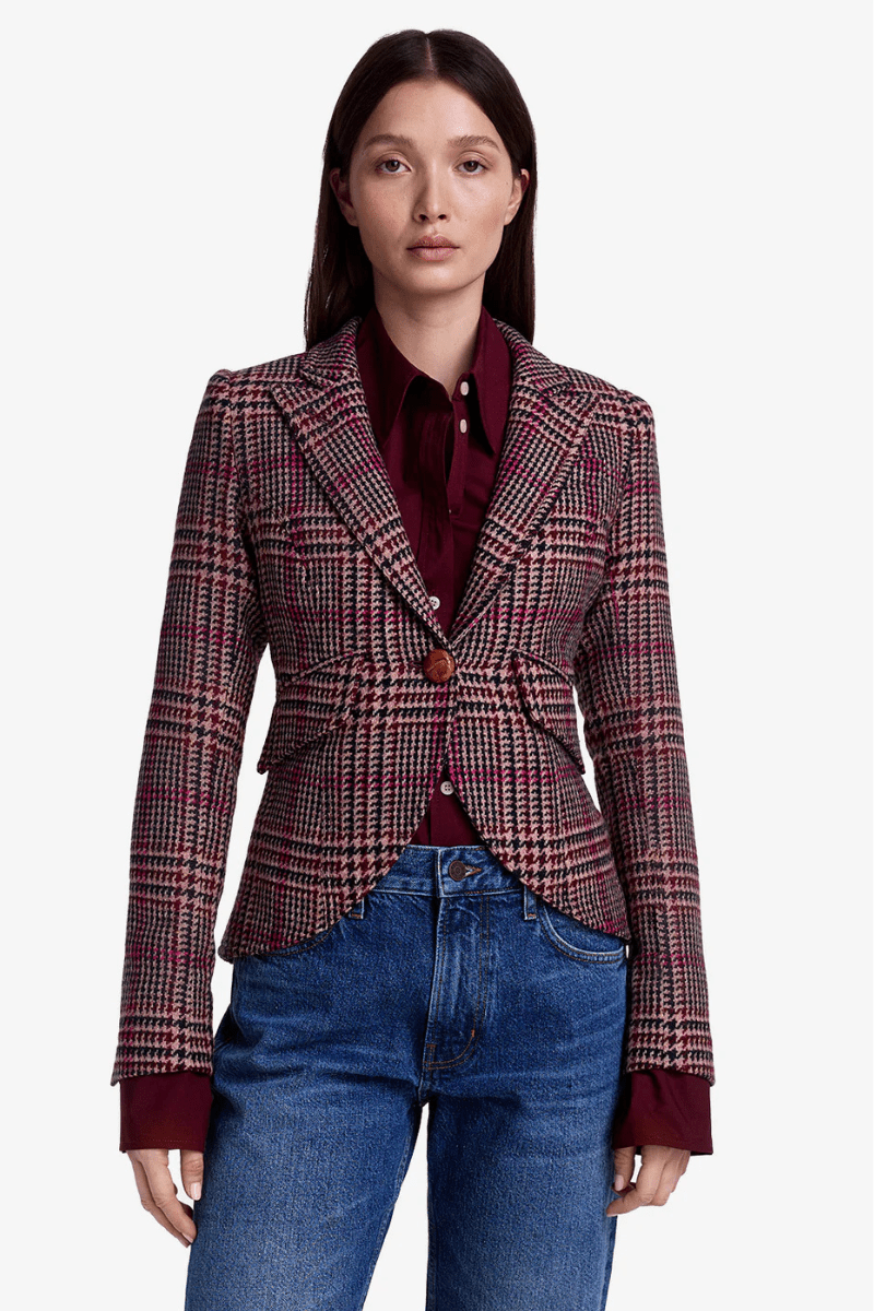 Blazer - Smythe - One Button Blazer in Berry Glen Check - Archery Close