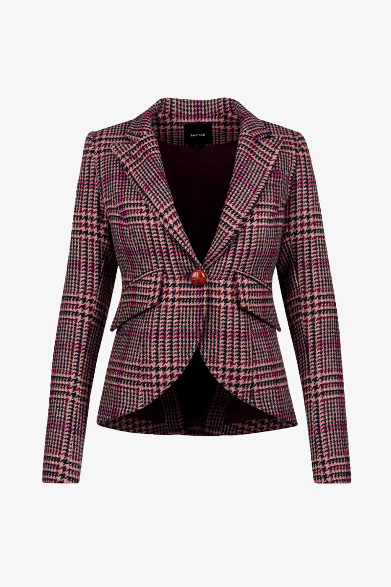Blazer - Smythe - One Button Blazer in Berry Glen Check - Archery Close