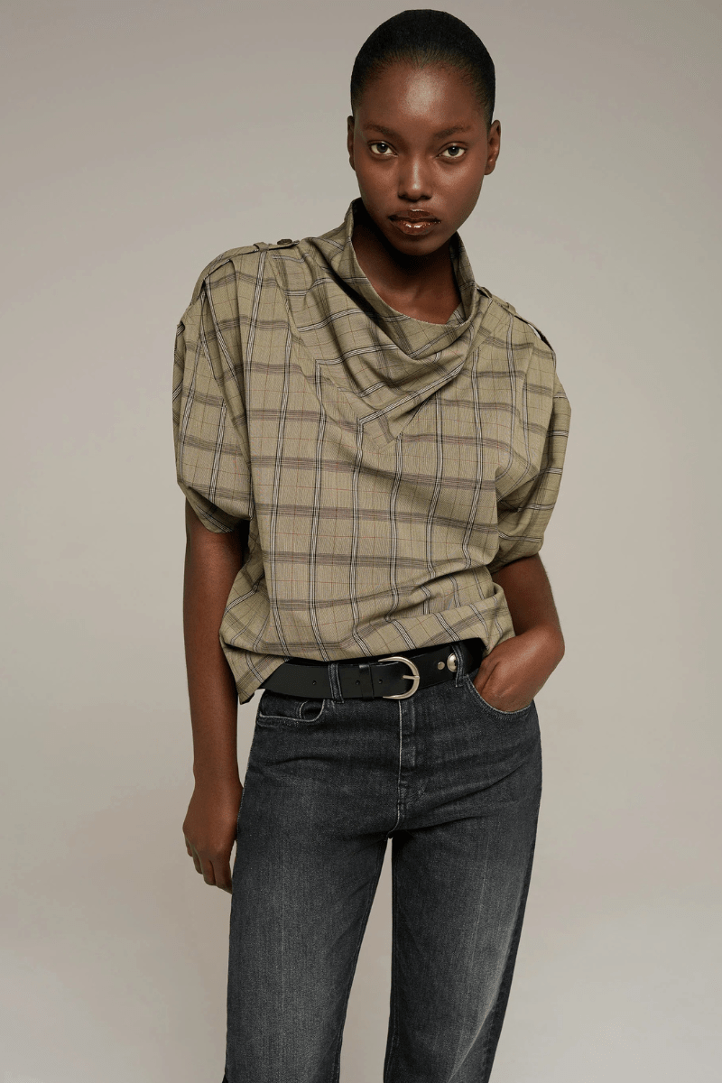 Shirts & Tops - Cotelac - Oversized Cowl Neck Blouse - Archery Close