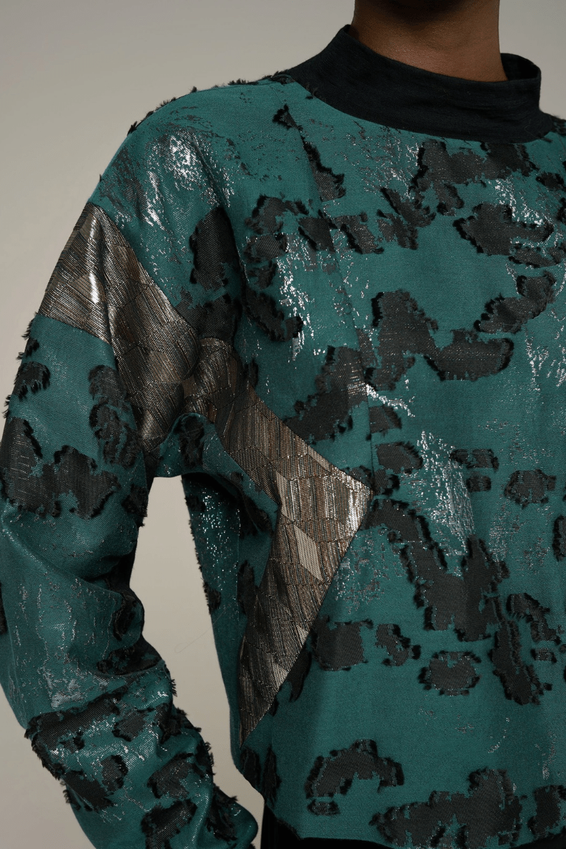 Shirts & Tops - Cotelac - Oversized high-neck long-sleeve blouse - Archery Close