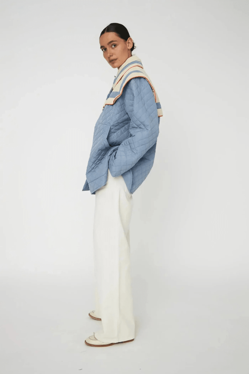 Outerwear - Stella Nova - Oversized Quilted Sailor Coat - Archery Close