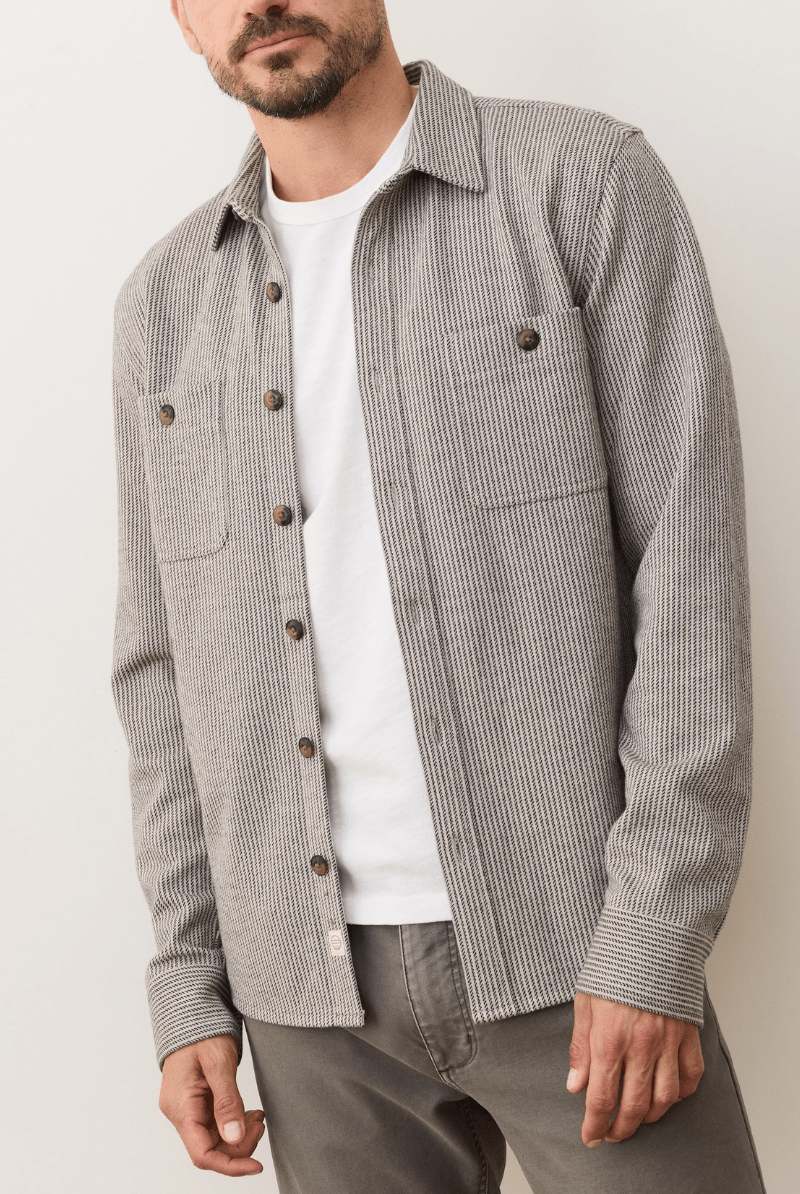 Shirts & Tops - Marine Layer - Pacifica Stretch Twill Overshirt - Archery Close