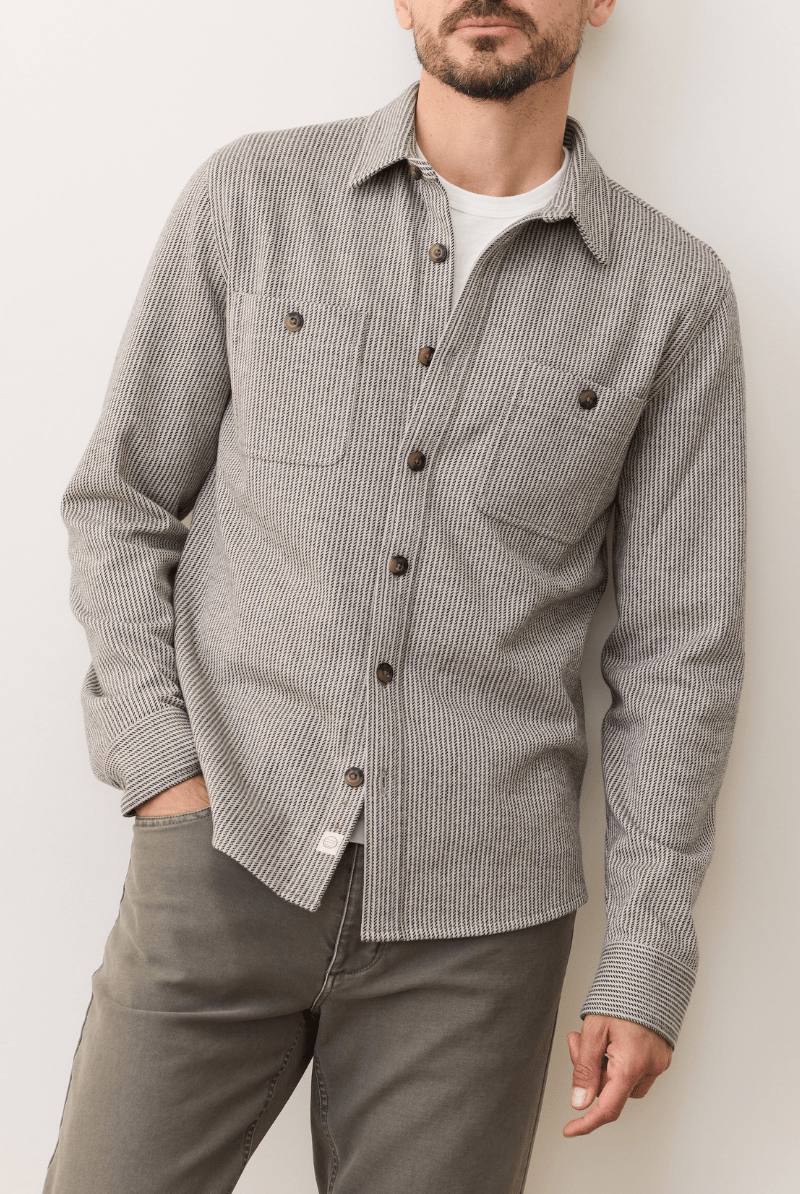 Shirts & Tops - Marine Layer - Pacifica Stretch Twill Overshirt - Archery Close