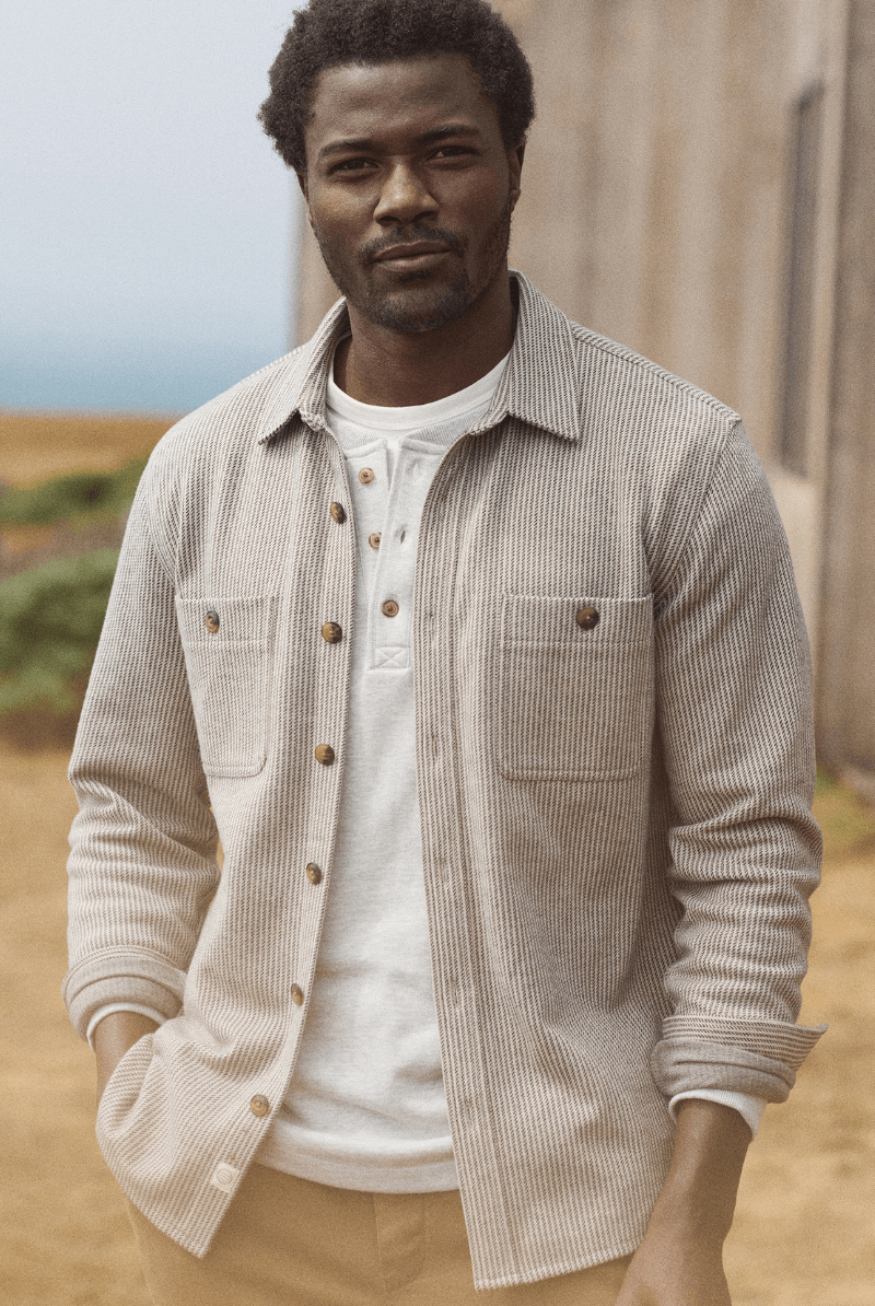 Shirts & Tops - Marine Layer - Pacifica Stretch Twill Overshirt - Archery Close