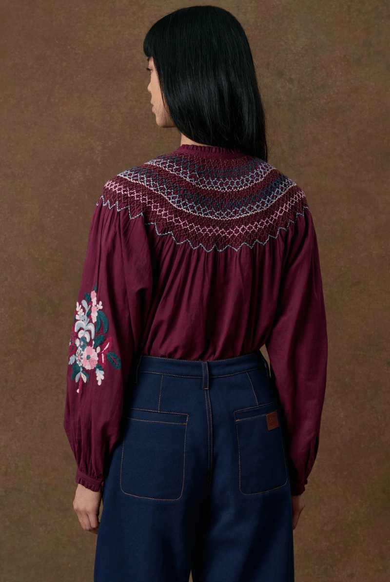 Shirts & Tops - Louise Misha - Pal Blouse in Burgundy - Archery Close